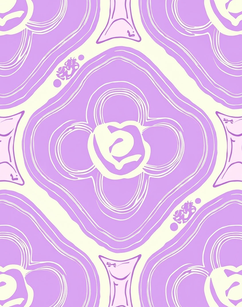 Whimsical Lilac Floral Swirl Rug