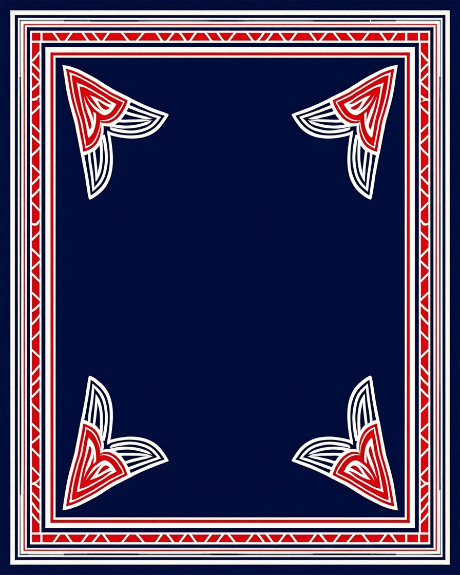 Bold Red White Navy Geometric Corners Rug