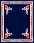 Bold Red White Navy Geometric Corners Rug