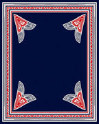 Bold Red White Navy Geometric Corners Rug