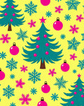 Christmas Trees Snowflakes Pink Baubles Rug
