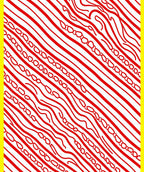 Red Wavy Stripe Chain Art Rug