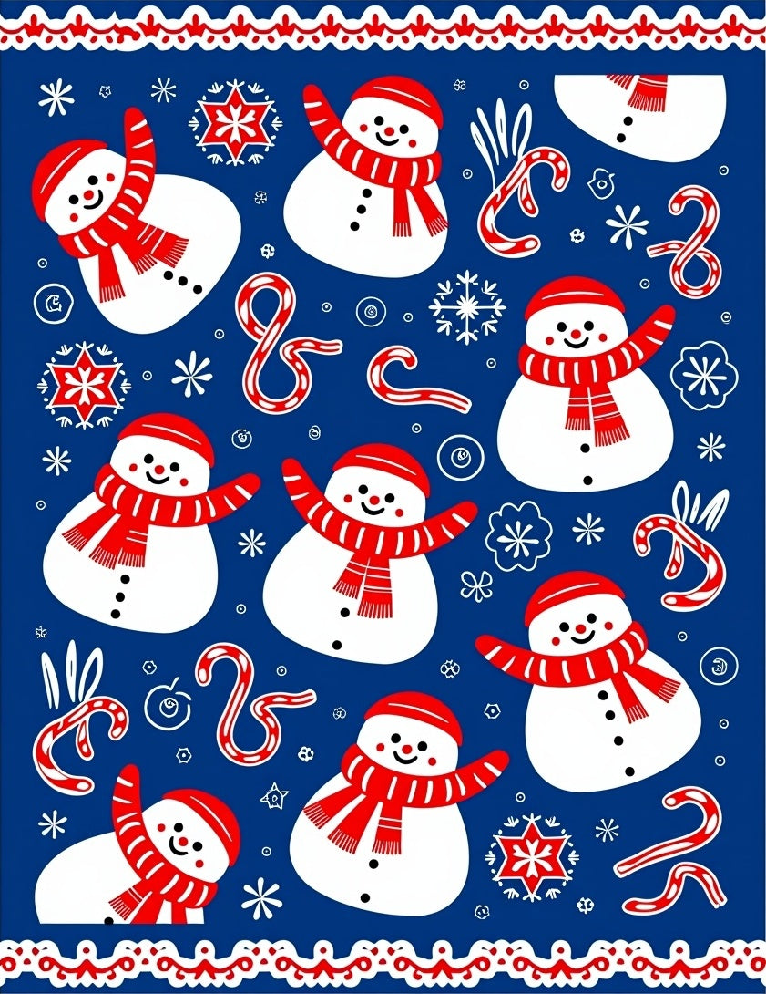 Charming Snowman Candy Cane Collage Rug