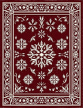 Rich Crimson Snowflake Border Tapestry Rug
