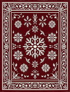 Rich Crimson Snowflake Border Tapestry Rug