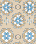 Coastal Blue Floral Starburst Mandala Rug