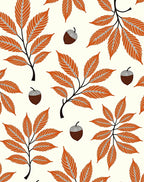 Autumn Orange Leaf Acorn Arrangement Rug