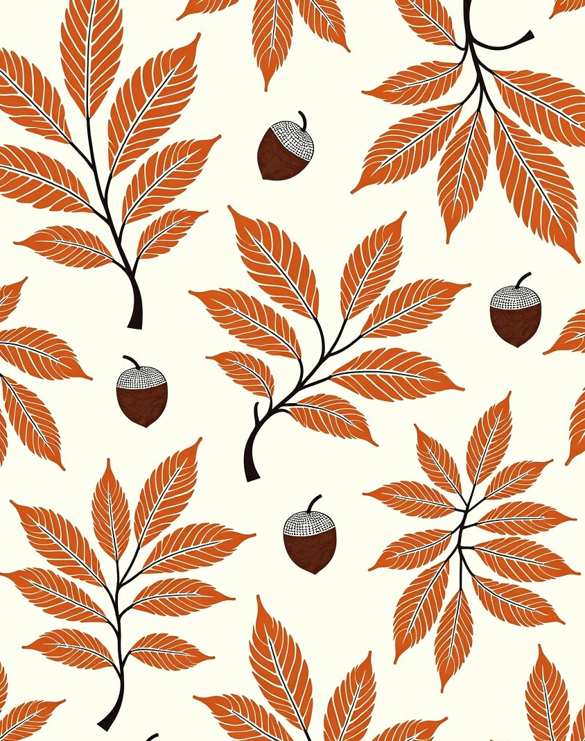 Autumn Orange Leaf Acorn Arrangement Rug