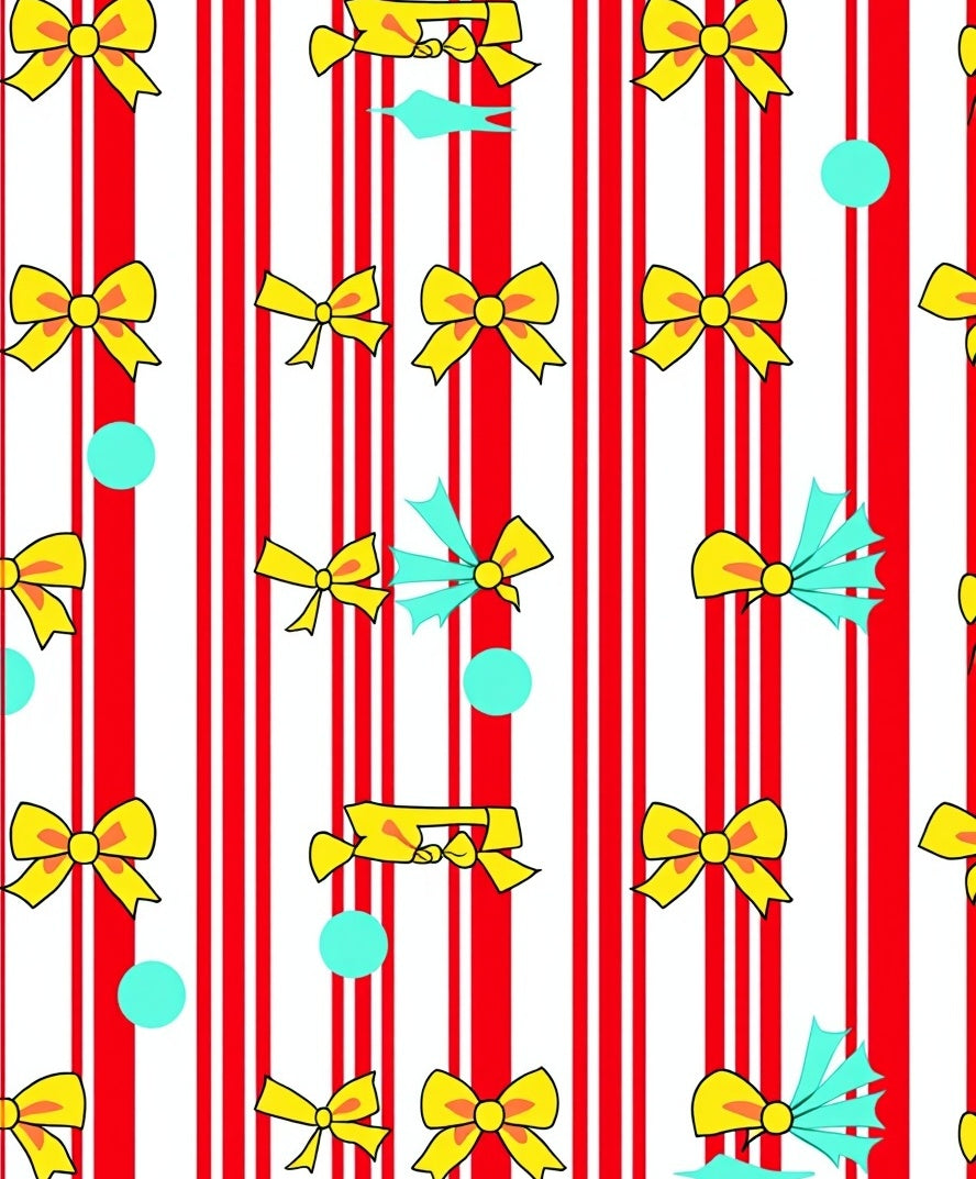 Red White Stripe Yellow Bow Accent Rug