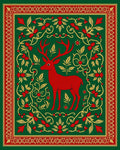Crimson Deer Forest Leafy Garland Rug