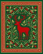 Crimson Deer Forest Leafy Garland Rug