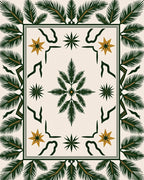 Tropical Green Palm Leaf Star Rug