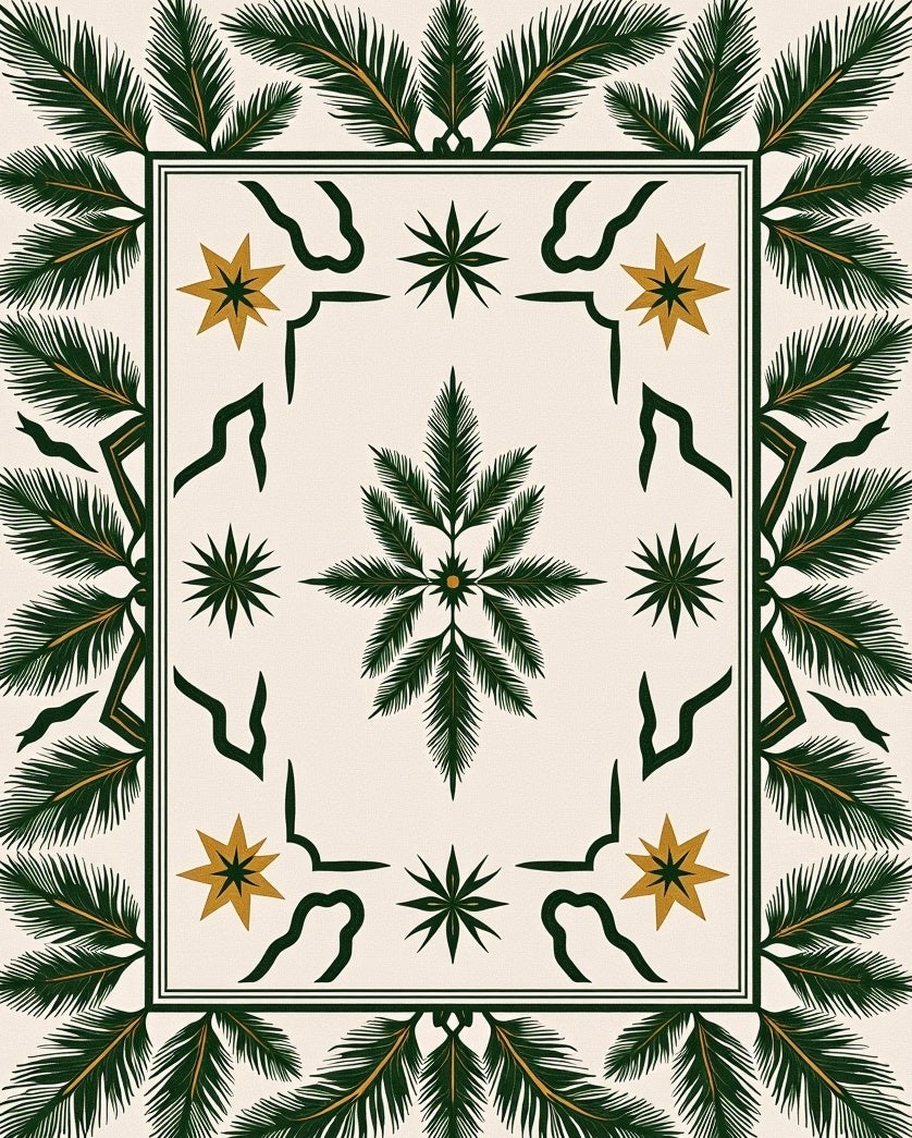 Tropical Green Palm Leaf Star Rug