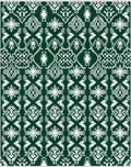 Dark Green White Symmetric Celtic Knot Rug