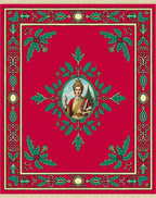 Crimson Laurel Portrait Festive Border Rug