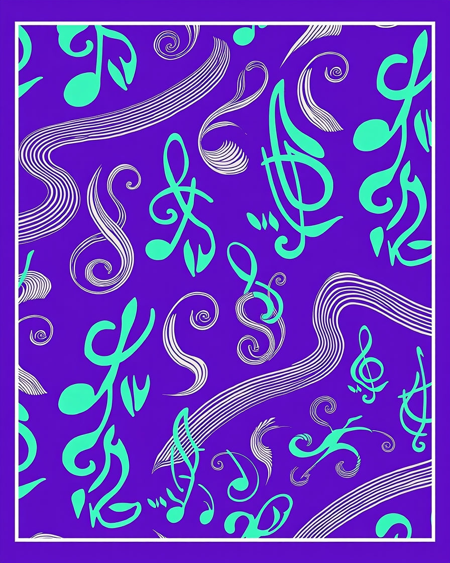 Vibrant Purple Treble Clef Flow Rug
