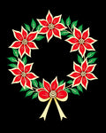 Red Poinsettia Wreath with Gold Bow Rug