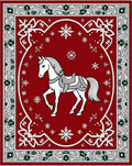 Crimson Horse Snowflake Festive Border Rug