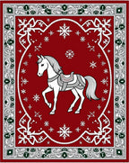 Crimson Horse Snowflake Festive Border Rug