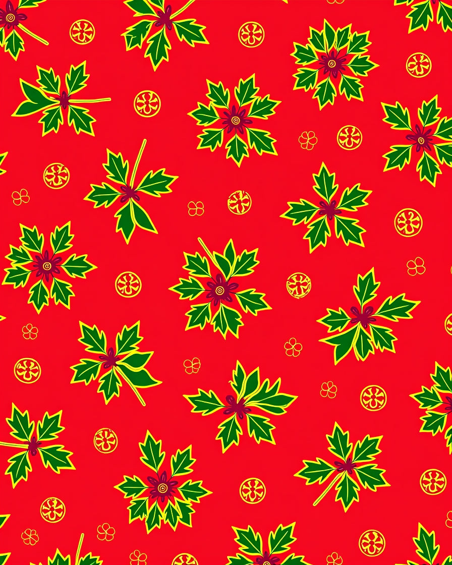 Red Green Stylized Holly Berry Rug
