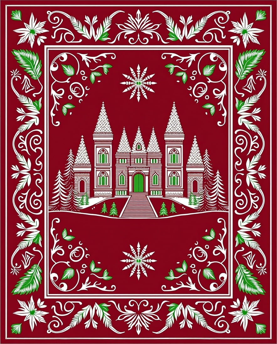 Christmas Castle Forest Medallion Rug