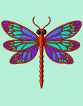 Vibrant Blue Dragonfly Emerald Orange Rug