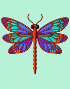 Vibrant Blue Dragonfly Emerald Orange Rug