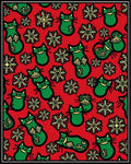 Whimsical Green Cats Yellow Snowflakes Rug