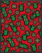 Whimsical Green Cats Yellow Snowflakes Rug