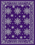 Purple White Snowflake Medallion Border Rug