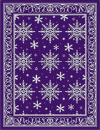 Purple White Snowflake Medallion Border Rug