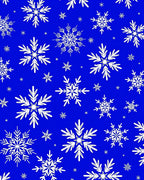 White Snowflake Pattern On Royal Blue Rug