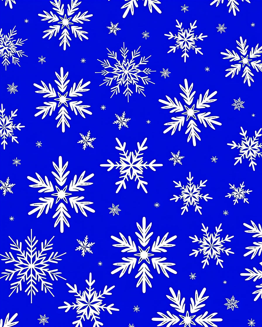 White Snowflake Pattern On Royal Blue Rug