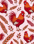 Rooster and Autumn Leaf Composition Rug