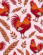 Rooster and Autumn Leaf Composition Rug