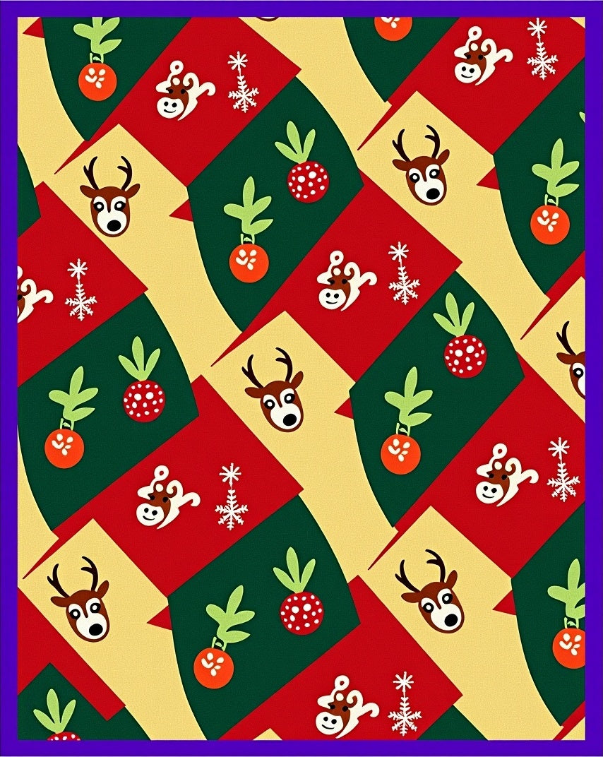 Festive Christmas Animals Geometric Overlay Rug