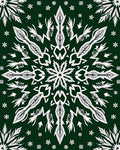 Deep Emerald White Snowflake Mandala Rug