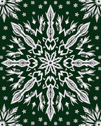 Deep Emerald White Snowflake Mandala Rug