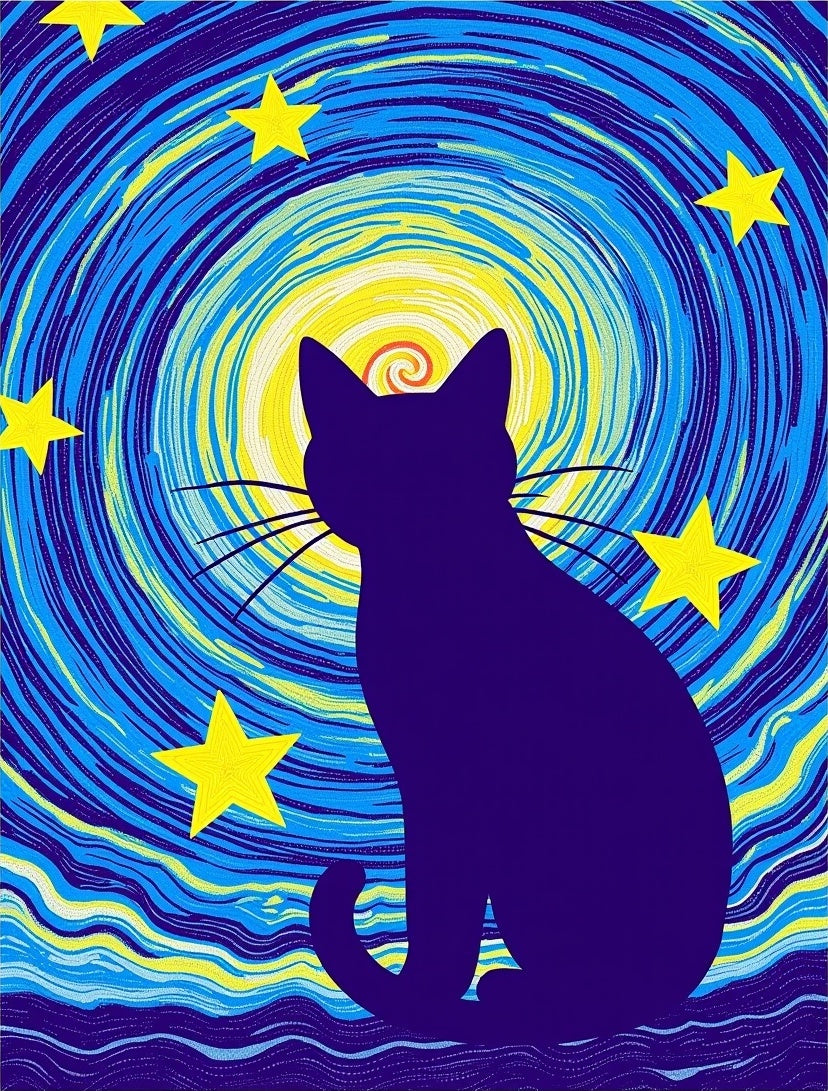 Midnight Starry Night Cat Rug