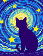 Midnight Starry Night Cat Rug