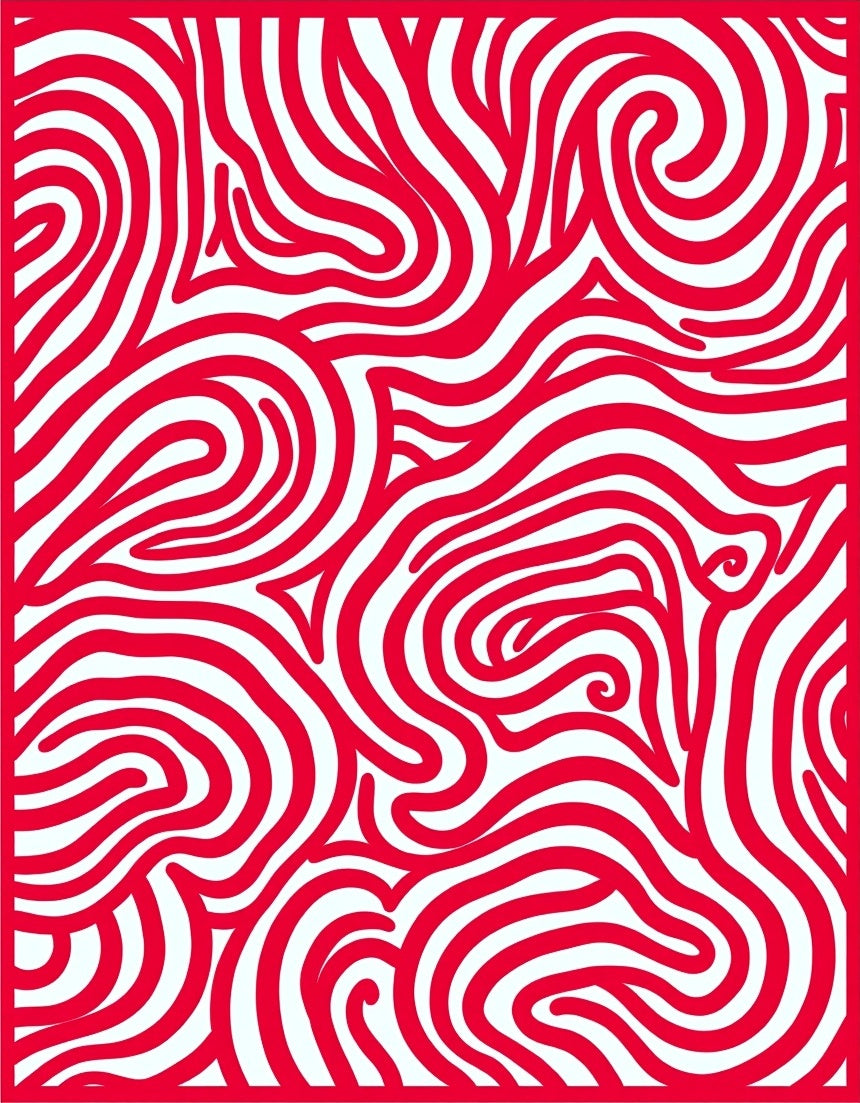 Bold Red Organic Swirl Rug