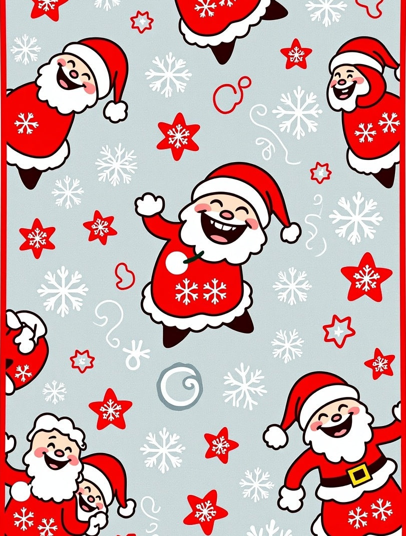Festive Red Santa Claus Snowflakes Rug