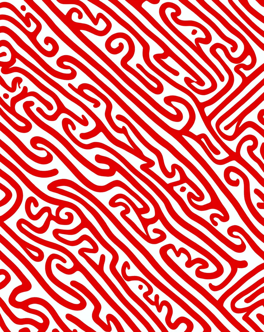 Bold Red Abstract Swirls Rug