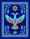 Vibrant Blue Twin Bird Floral Rug