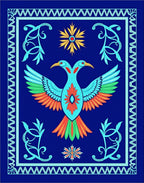 Vibrant Blue Twin Bird Floral Rug