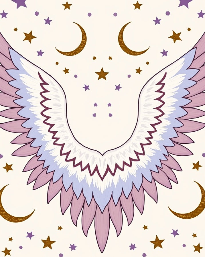 Celestial Wings With Moon And Stars Rug