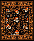 Santa Claus Orange Black Festive Vines Rug