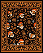 Santa Claus Orange Black Festive Vines Rug