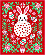 Red Easter Bunny Floral Egg Garland Rug