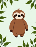 Whimsical Sloth Green Leaves Rug